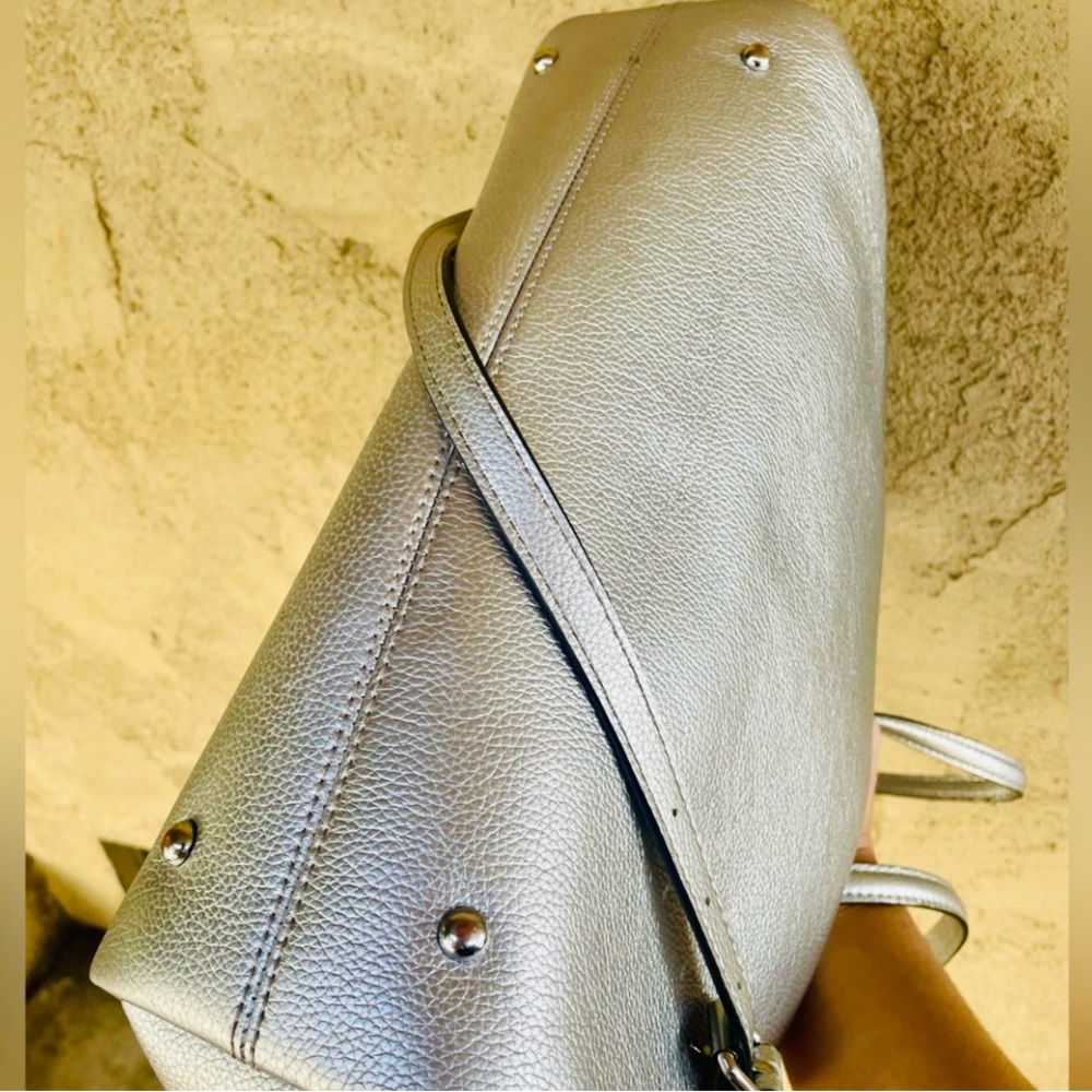 Karl Lagerfeld Metallic Silver Tote or Crossbody Bag - Picture 10 of 12